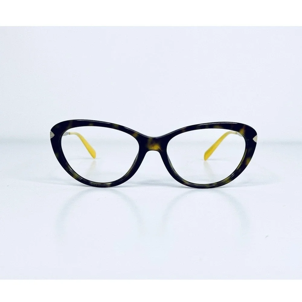Prada Tortoise Cat Eye Glasses Yellow Temple Italy 54 17 140